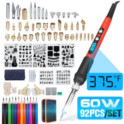92pcs 60W Electric Adjustable Wood Burning Pen Soldering Iron Tips Pyrography Tool 92pcs 60W Electric Adjustable Wood Burning Pen Soldering Iron Tips Pyrography Tool