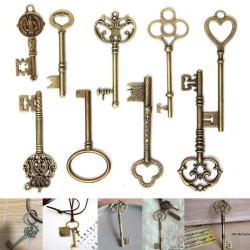9Pcs Antique Vintage Skeleton Keys Bronze Charm Pendants For DIY Jewelry Making 9Pcs Antique Vintage Skeleton Keys Bronze Charm Pendants For DIY Jewelry Making