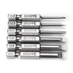 6Pcs 50mm Magnetic 2.0-6.0mm Flat Head Slotted Tip Screwdrivers Bits 6Pcs 50mm Magnetic 2.0-6.0mm Flat Head Slotted Tip Screwdrivers Bits