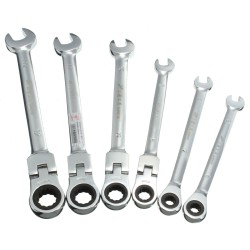 Flexible Pivoting Head Ratchet Combination Spanner Wrench Garage Metric Tool 6 Size Flexible Pivoting Head Ratchet Combination Spanner Wrench Garage Metric Tool 6 Size