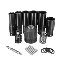 10pcs Air Impact Socket Wrench Set 1/2 Inch Square Drive Metric Drill Chuck Adapter 10pcs Air Impact Socket Wrench Set 1/2 Inch Square Drive Metric Drill Chuck Adapter