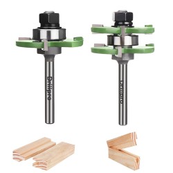 2pcs 1/2 or 1/4 inch Shank Tongue and Grooving Router Bit Set 3-Tooth T-Shape Adjustable Milling Cutter 2pcs 1/2 or 1/4 inch Shank Tongue and Grooving Router Bit Set 3-Tooth T-Shape Adjustable Milling Cutter