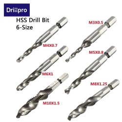 DB-C4 HSS 1/4 Inch Hex Shank Combination Metric Drill Tap Bit M3/M4/M5/M6/M8/M10 DB-C4 HSS 1/4 Inch Hex Shank Combination Metric Drill Tap Bit M3/M4/M5/M6/M8/M10
