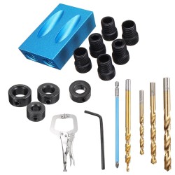 Pocket Hole Screw Jig Dowel Drill Guide Woodworking Locator with Drill Bits Woodworking Clamp Pocket Hole Screw Jig Dowel Drill Guide Woodworking Locator with Drill Bits Woodworking Clamp