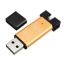 3.3/5V V2 STM8 / STM32 Simulator Programmer Downloader Debugger 500MA Fuse Short Circuit Protection Aluminum Alloy U Disk Shell With 20cm Dupont Wire