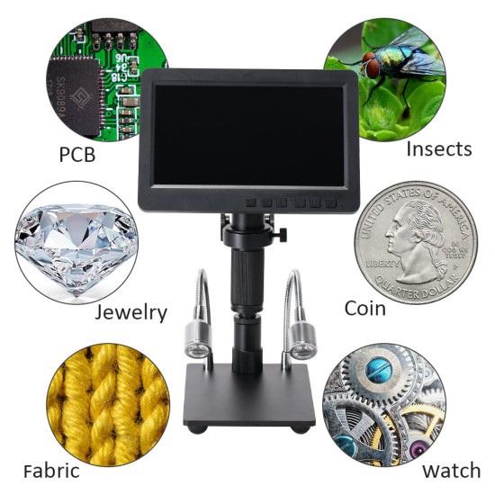 26MP HDMI Digital Microscope 60fps Hight Frames Rate Camera with HDR Mode Eliminate Metal Reflection For Solder 2100X Magnification Adjustable HY2070