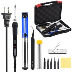 908S 80W Soldering Iron Tool Kit Adjustable Temperature 110V 220V LCD Solder Welding Tools Ceramic Heater Soldering Tips Desoldering Pump 180~500℃ 908S 80W Soldering Iron Tool Kit Adjustable Temperature 110V 220V LCD Solder Welding Tools Ceramic Heater Soldering Tips Desoldering Pump 180~500℃