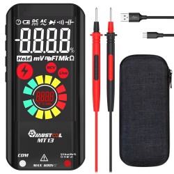 MT13 Mini Smart Multimeter with 3.2-inch Color Screen Digital 9999 Counts True RMS Multimeter Built-in Rechargeable Lithium Battery Voltage Tester MT13 Mini Smart Multimeter with 3.2-inch Color Screen Digital 9999 Counts True RMS Multimeter Built-in Rechargeable Lithium Battery Voltage Tester