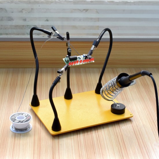 Magnetic Base Soldering Welding Third Hand PCB Holder with 3X LED Illuminated Magnifier Lamp Welding Tool Kit