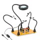 Magnetic Base Soldering Welding Third Hand PCB Holder with 3X LED Illuminated Magnifier Lamp Welding Tool Kit