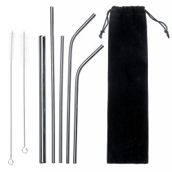 Portable Metal Straw Set 304 Stainless Steel Straws Reusable Metal Drinking Straws With Cleaning Brushes Pounch Portable Metal Straw Set 304 Stainless Steel Straws Reusable Metal Drinking Straws With Cleaning Brushes Pounch