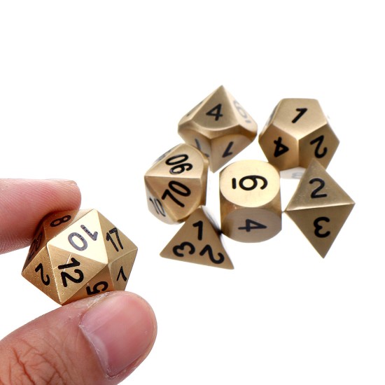 Pure Copper Polyhedral Dices Set Metal Role Playing Game Dice Gadget for Dungeons Dragon Games Gift