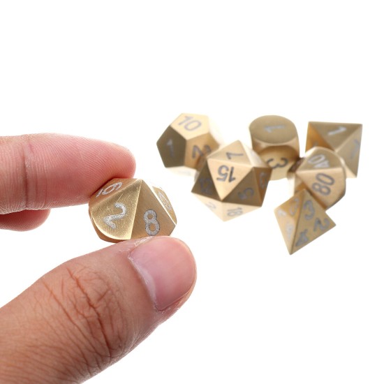 Pure Copper Polyhedral Dices Set Metal Role Playing Game Dice Gadget for Dungeons Dragon Games Gift