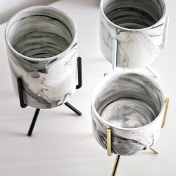 S/M/L Nordic Style Flower Pot Iron Wire Metal Rack Marble Ceramic Succulent Plant Pot Cactus Decoration Basin with Stand S/M/L Nordic Style Flower Pot Iron Wire Metal Rack Marble Ceramic Succulent Plant Pot Cactus Decoration Basin with Stand