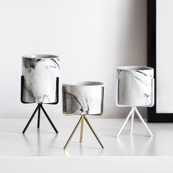 S/M/L Nordic Style Flower Pot Iron Wire Metal Rack Marble Ceramic Succulent Plant Pot Cactus Decoration Basin with Stand S/M/L Nordic Style Flower Pot Iron Wire Metal Rack Marble Ceramic Succulent Plant Pot Cactus Decoration Basin with Stand