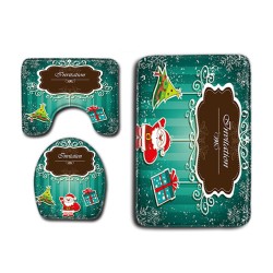 Santa Claus Christmas Fabric Shower Curtain Set Bathroom Mat Toilet Cover Santa Claus Christmas Fabric Shower Curtain Set Bathroom Mat Toilet Cover