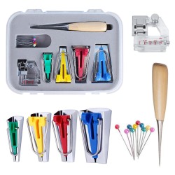 Sewing Tape Maker Kits 4 Sizes 6/12/18/25MM Household DIY Fabric Patchwork Sewing Accessories with Binding Foot Craft Clips Awl Quilters Pin Sewing Tape Maker Kits 4 Sizes 6/12/18/25MM Household DIY Fabric Patchwork Sewing Accessories with Binding Foot Craft Clips Awl Quilters Pin