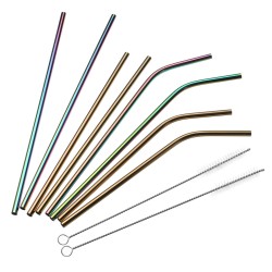Stainless Steel Straw Set Long Metal Environment-Friendly Drinking Straws Kit With 2 Brushes Bag Stainless Steel Straw Set Long Metal Environment-Friendly Drinking Straws Kit With 2 Brushes Bag