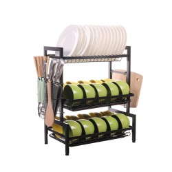 Three-tier Kitchen Multi-function Storage Rack and Dish Rack Storage Cabinet Three-tier Kitchen Multi-function Storage Rack and Dish Rack Storage Cabinet