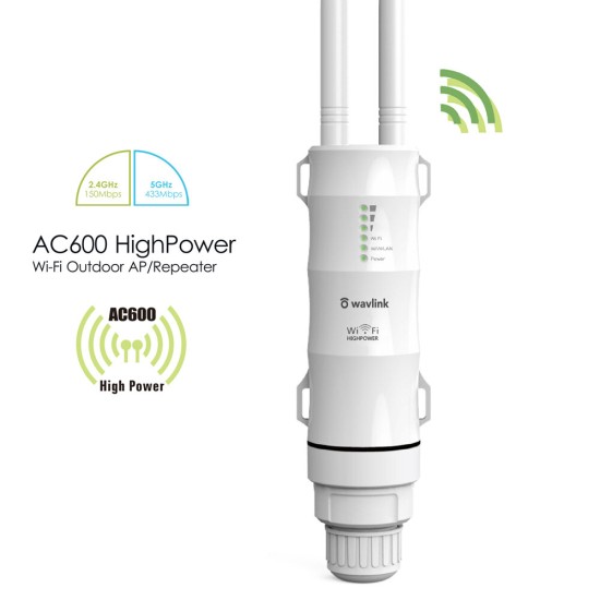 AC600 Wireless Waterproof 3-1 Repeater High Power Outdoor WIFI Router/Access Point/CPE/WISP Repeater Dual Dand 2.4/5Ghz 12dBi Antenna POE