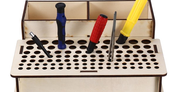 Wooden Pigment Paint Bottles Rack Organizer Epoxy Tool Storage Model Box