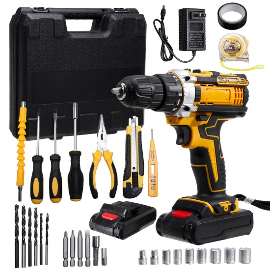 2000rpm 38Nm 21V Lithium Electric Impact Hammer Drill Wood Drilling Screwdrivers with Battery