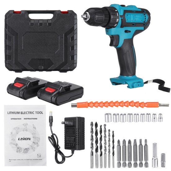 2000rpm 38Nm 21V Lithium Electric Impact Hammer Drill Wood Drilling Screwdrivers with Battery