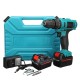 21V Cordless Impact Power Drill Electric Screwdriver Set with 2 Li-ion Batteries