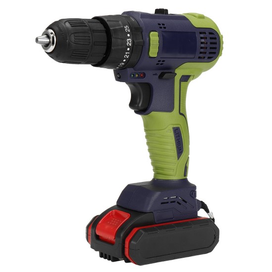 32V Brushless Impact Drill Lithium Electric Torque Drill Driver With 1/2 Battery LED Light