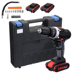 36V 2-Speed Electric Cordless Drill LED Screwdriver Hammer Impact With 2pcs Battery 36V 2-Speed Electric Cordless Drill LED Screwdriver Hammer Impact With 2pcs Battery