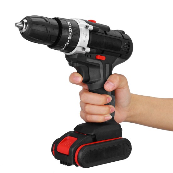 48VF Cordless Electric Drill 25 Speeds Torque Power Impact Drill W/ 1/2pcs Battery