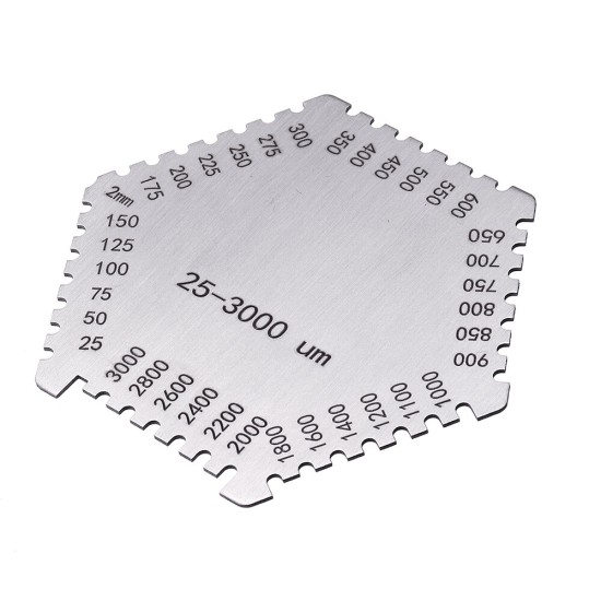 25-3000um High-Precision Stainless Steel Gauge Hexagon Wet Film Comb Paint Wet Film Thickness Gauge