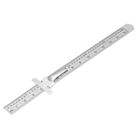 6 Inch 0-150mm Stainless Steel Gauge Standard Rule Scale Depth Length Gauge Marking Measuring Tool with Detachable Clip