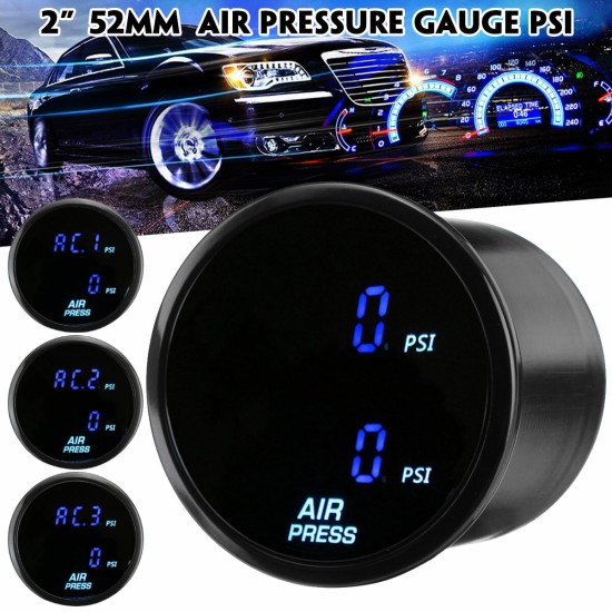 2inch 52mm LED Dual Digital Air Pressure Gauge PSI Air Suspension Meter with Sensors