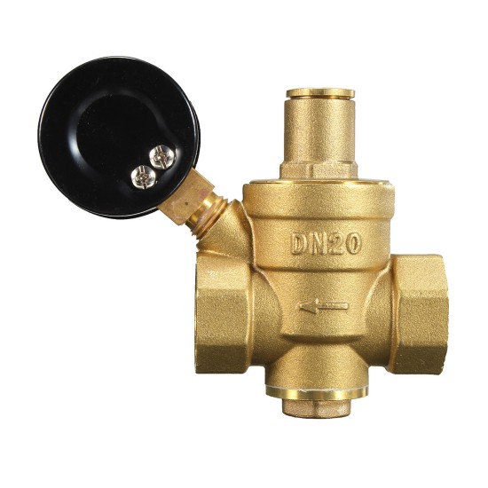 DN20 NPT 3/4inch Adjustable Brass Water Pressure Regulator Reducer with Gauge Meter