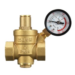 DN20 NPT 3/4inch Adjustable Brass Water Pressure Regulator Reducer with Gauge Meter DN20 NPT 3/4inch Adjustable Brass Water Pressure Regulator Reducer with Gauge Meter