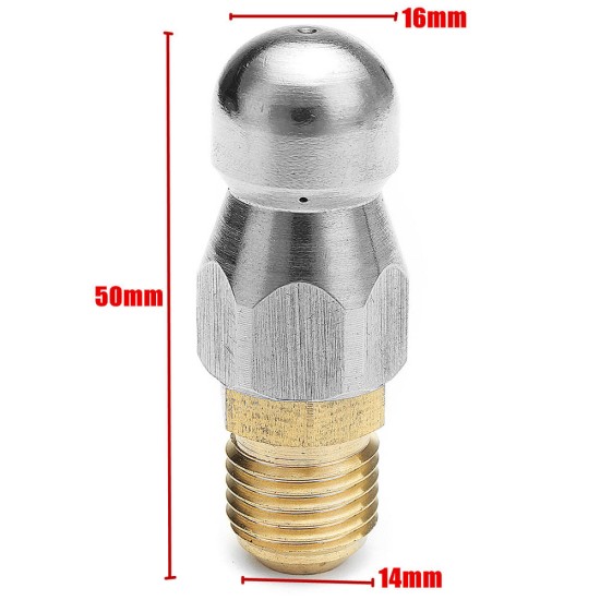 High Pressure Drain Nozzle 1 Front 3 Rear M14 Thread For Pipe Dredge Cleaning