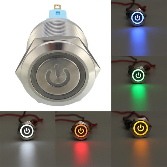 6 Pin 22mm 12V Led Light Metal Push Button Latching Switch