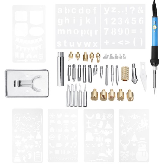 42Pcs 110V/220V Electric Solder Iron Welding Pen Carving Craft Kit Solder Wire Tweezers