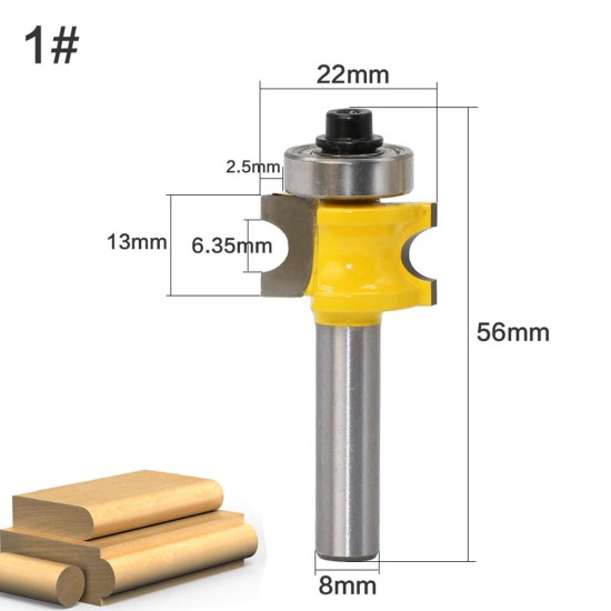 8mm Shank Round Over Router Bit 1/4 to 5/8 Inch Woodworking Edging Router Chisel Groove Cutter