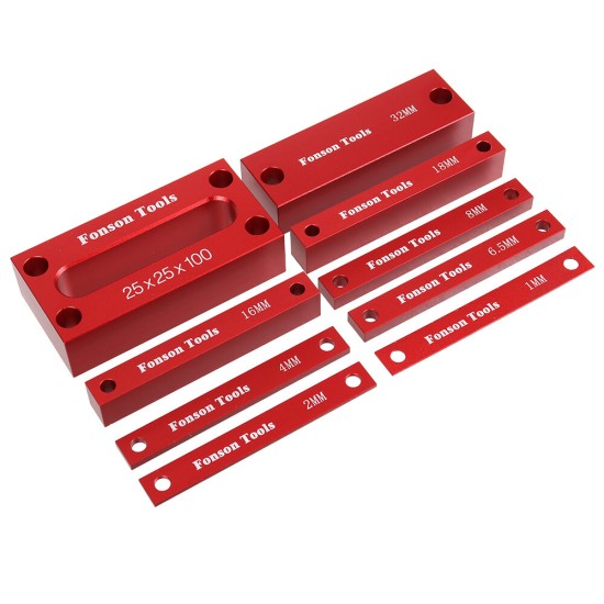 9pcs Metric Inch Woodworking Setup Blocks Height Gauge Precision Aluminum Alloy Setup Bars for Router and Table Saw Accessories