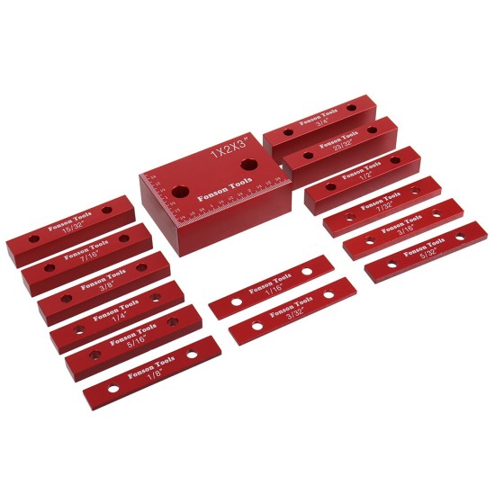 9pcs Metric Inch Woodworking Setup Blocks Height Gauge Precision Aluminum Alloy Setup Bars for Router and Table Saw Accessories