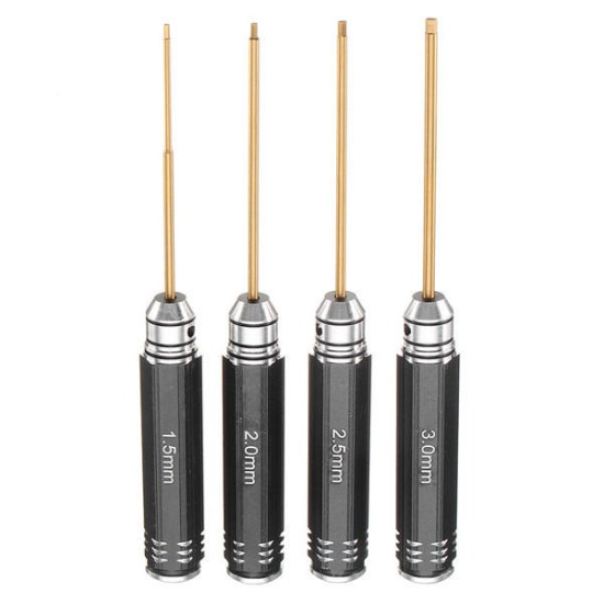 4pcs 1.5/2.0/2.5/3.0mm Hex Screwdriver Bit HSS Titanium Coated Screwdriver