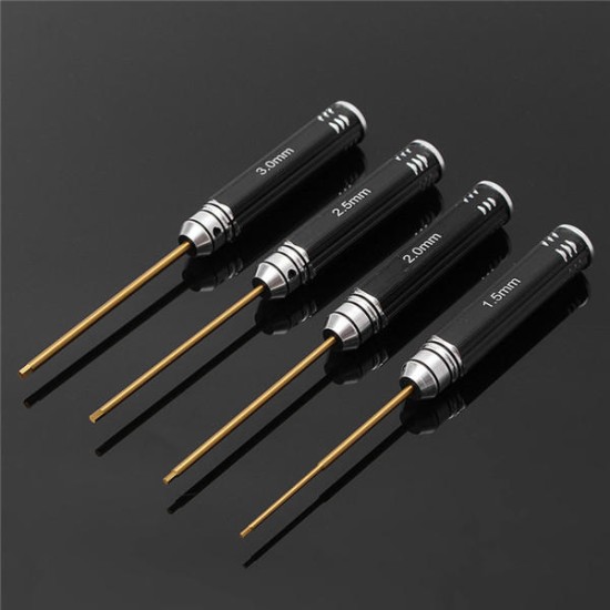 4pcs 1.5/2.0/2.5/3.0mm Hex Screwdriver Bit HSS Titanium Coated Screwdriver