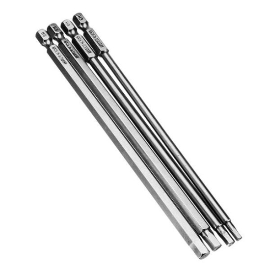 4Pcs 150mm H3-H6 Hex Head Screwdriver Bit 1/4 Inch Hex Shank Magnetic Screwdriver Bits