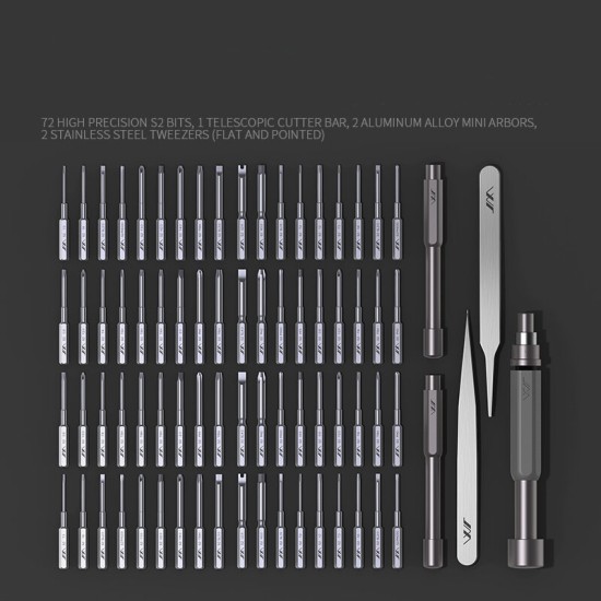 JM-GNT80 80 In 1 Precision Screwdrivers Multi-used DIY Repair Screw Driver 72PC S2 Bits With 2 Rods