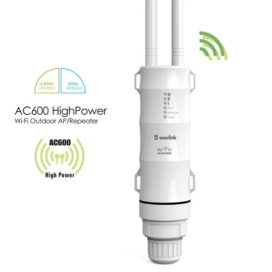 AC600 Wireless Waterproof 3-1 Repeater High Power Outdoor WIFI Router/Access Point/CPE/WISP Wireless wifi Repeater Dual D2.4/5Ghz 12dBi Antenna POE