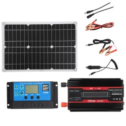 Solar Power System Kit 18V Solar Panel 4000W 12V to 110V/220V Inverter 30A 12/24V Charge Controller USB Kit Solar Power System Kit 18V Solar Panel 4000W 12V to 110V/220V Inverter 30A 12/24V Charge Controller USB Kit