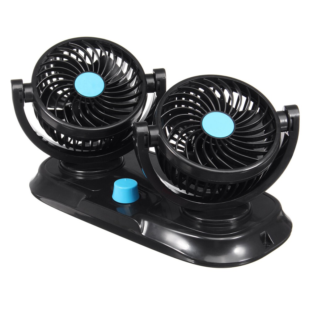 12V Adjustable Double 360 Degrees Mini Oscillating Fan Rotation Cooling ...