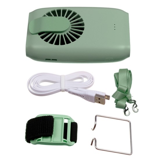 2000mAh Portable Mini Fan Dual-purpose Waist Fan USB Desktop Cooling Fan Hanging Neck Air Cooler